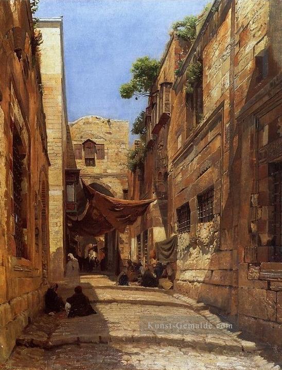 Szene der Straße in Jerusalem Gustav Bauernfeind Orientalist Ölgemälde